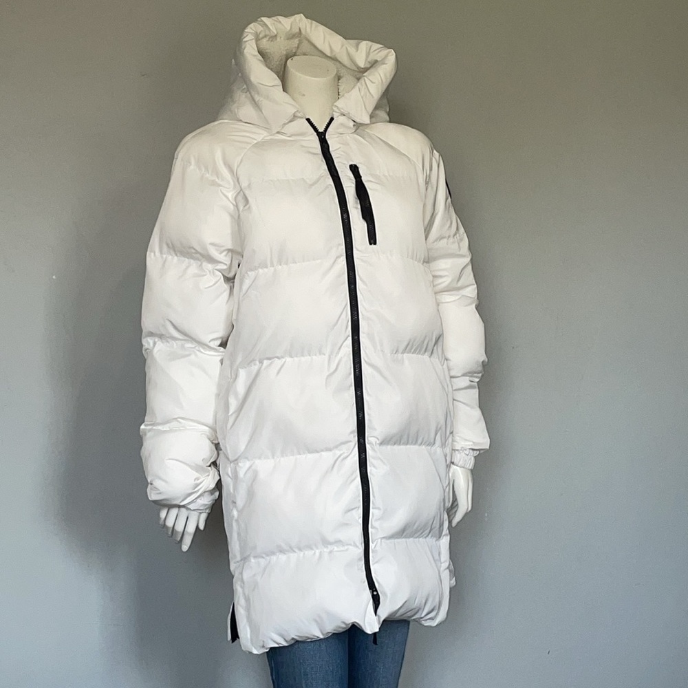 Fabletics Bryce Long White Puffer Jacket Euc - image 2